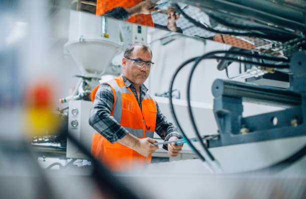 Electrical testing worker representing team